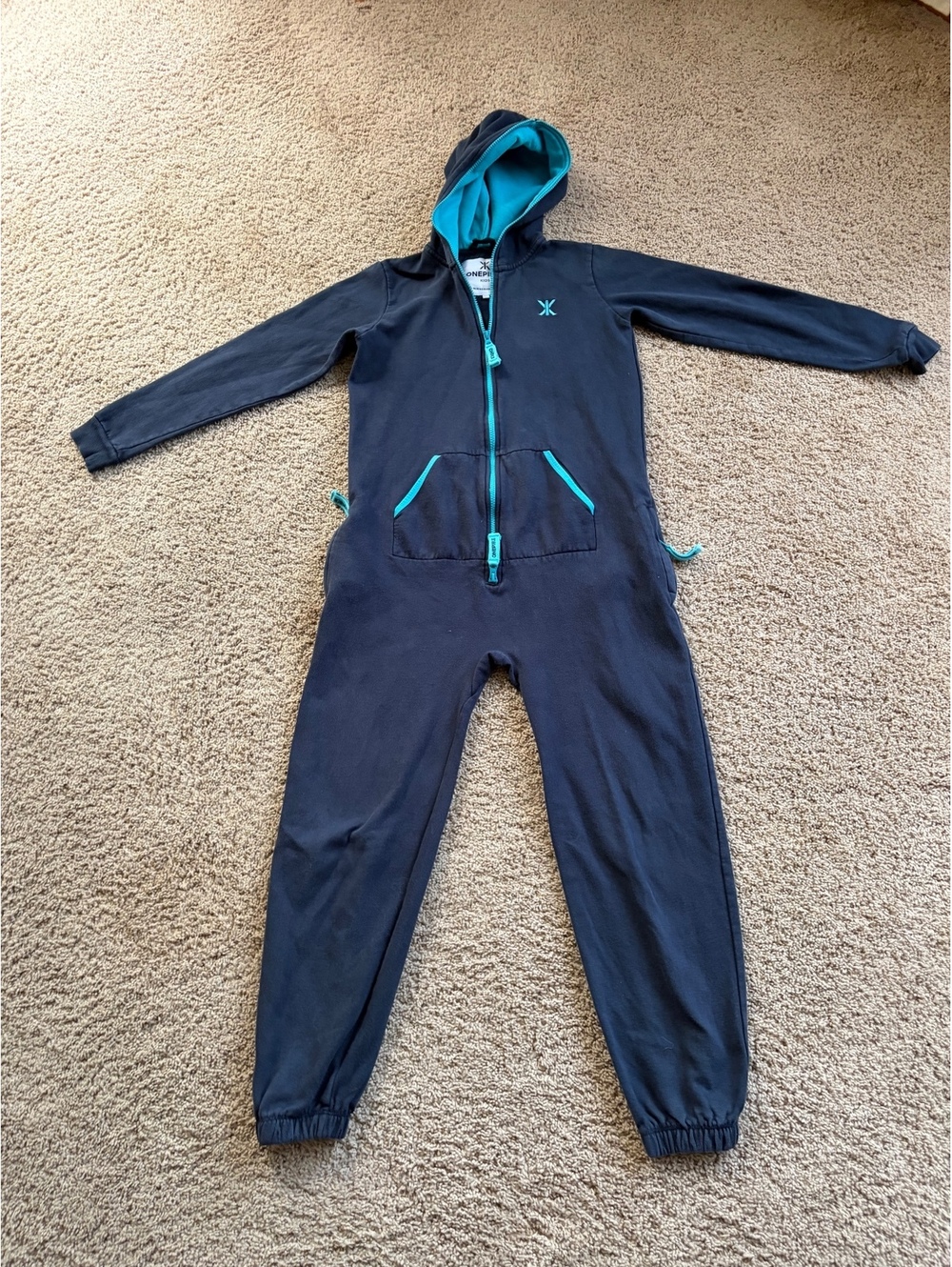 Onepiece Norway Kids Original One piece Jumpsuit Onesie Navy Blue/ teal Sz 10-11